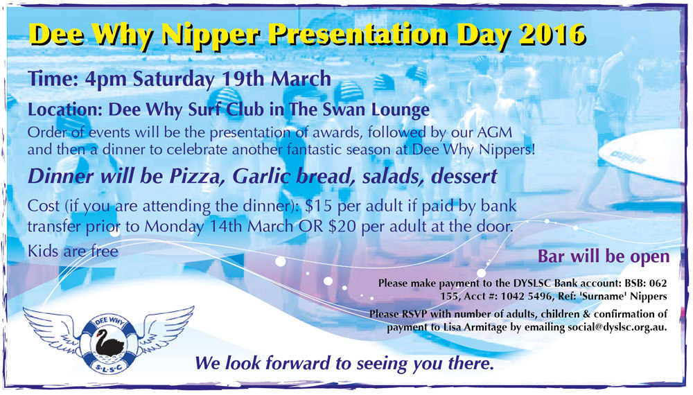 DYSLSC Nipper Presentation Day - Saturday 19th March 2016