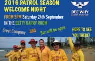 2016 Patrol Season Welcome Night - Sat 24th Sept